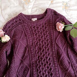 Burgundy Cable Knit Sweater